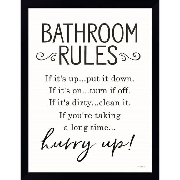 Great Art Now Bathroom Rules by Lettered & Lined, Framed Wall Art, 13.5W x 17.5H