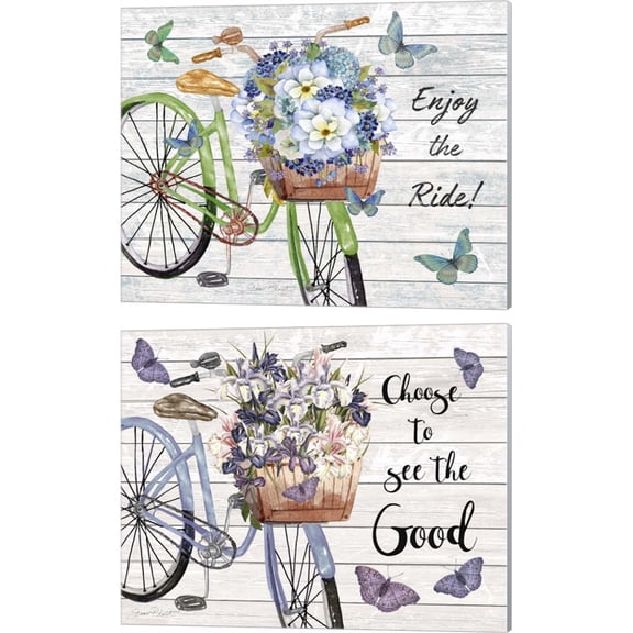 Great Art Now Bicycle Inspirations by Jean Plout 2 Piece Canvas Art Set Each 15"W x 12"H