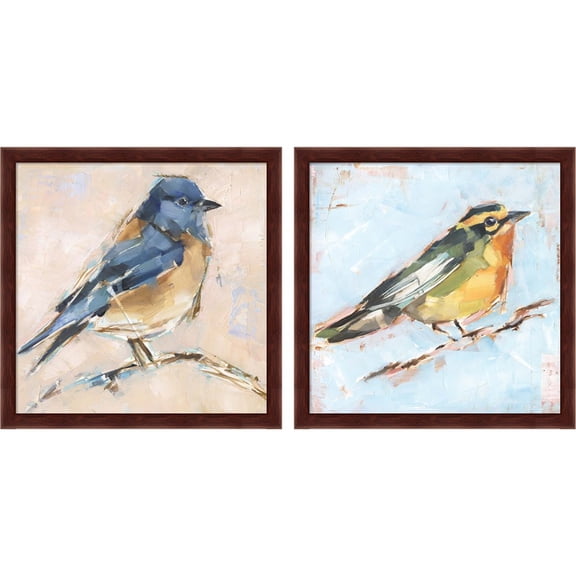 Great Art Now Bird Variety by Ethan Harper, 2 Piece Framed Art Set Each 13.25"W x 13.25"H