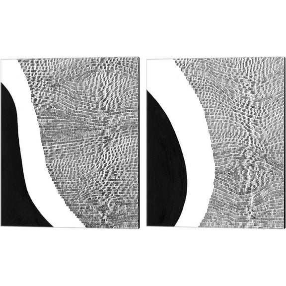 Great Art Now Black & White Abstract by Regina Moore 2 Piece Canvas Art Set Each 12"W x 15"H