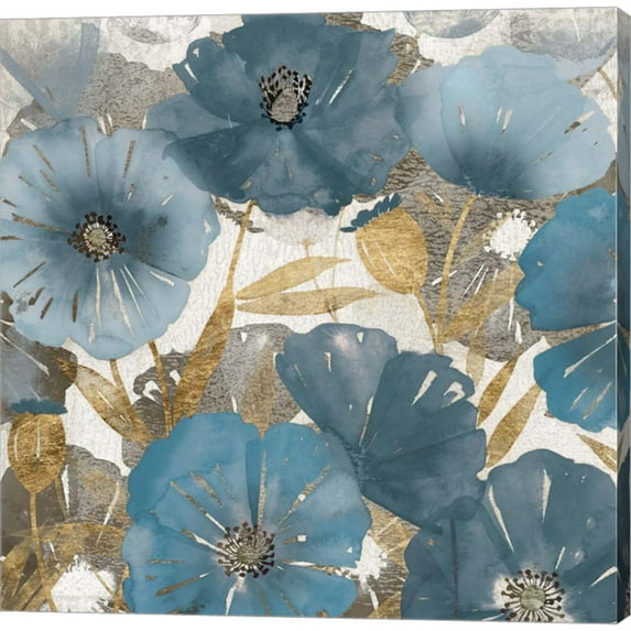 Great Art Now Blue and Gold Poppies I by Studio W, Canvas Wall Art, 12W x 12H