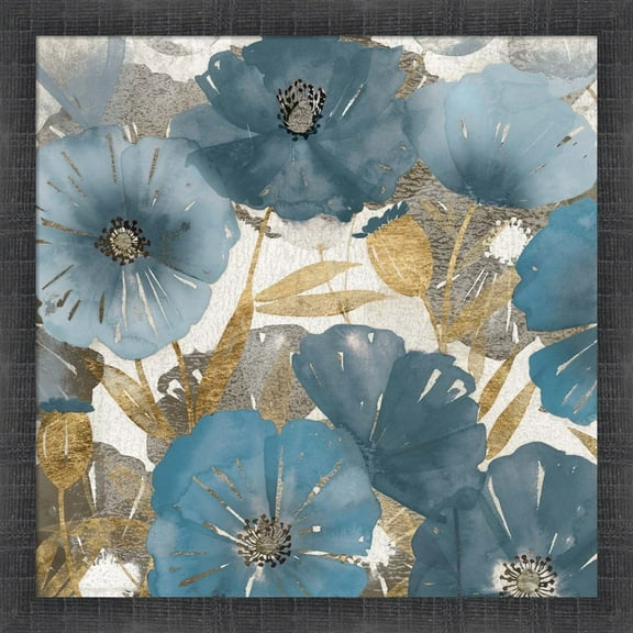 Great Art Now Blue and Gold Poppies I by Studio W, Framed Wall Art, 17.5W x 17.5H