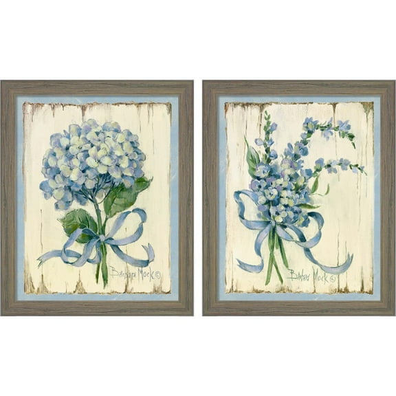 Great Art Now Blue by Barbara Mock, 2 Piece Framed Art Set Each 9"W x 11"H