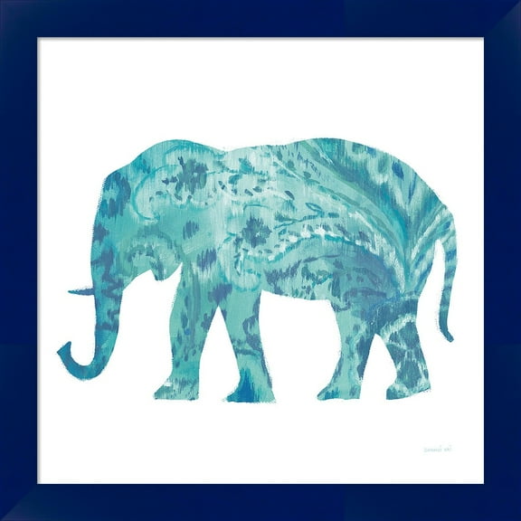 Great Art Now Boho Teal Elephant II by Danhui Nai, Framed Wall Art, 14W x 14H