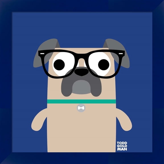 Great Art Now Bow Wow Pug by Todd Art, Framed Wall Art, 14W x 14H