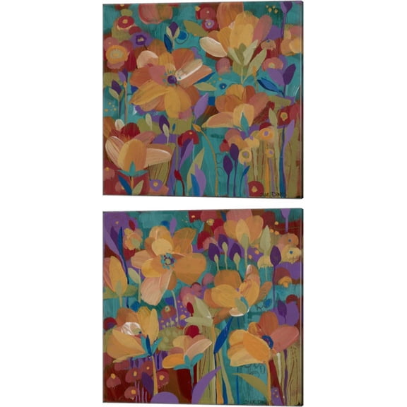 Great Art Now Bright Floral by Sue Davis 2 Piece Canvas Art Set Each 14W x 14H