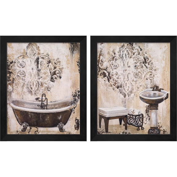 Great Art Now Bronze Bath by Tiffany Hakimipour, 2 Piece Framed Art Set Each 9.25"W x 11.25"H