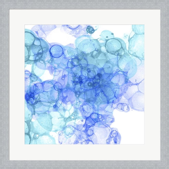 Great Art Now Bubble Square Aqua & Blue II by Kelsey Wilson, Framed Wall Art, 19.5W x 19.5H