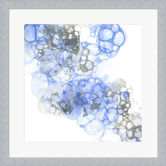 Great Art Now Bubble Square Blue & Grey II by Kelsey Wilson, Framed Wall Art, 19.5W x 19.5H