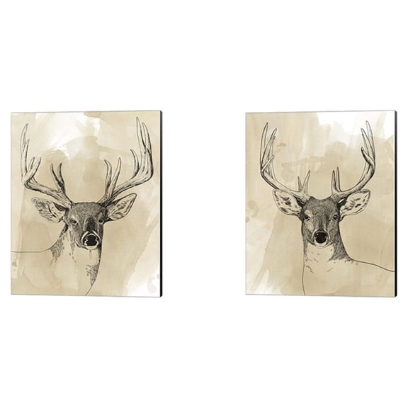 Great Art Now Burnished Buck by Grace Popp 2 Piece Canvas Art Set Each 12"W x 15"H