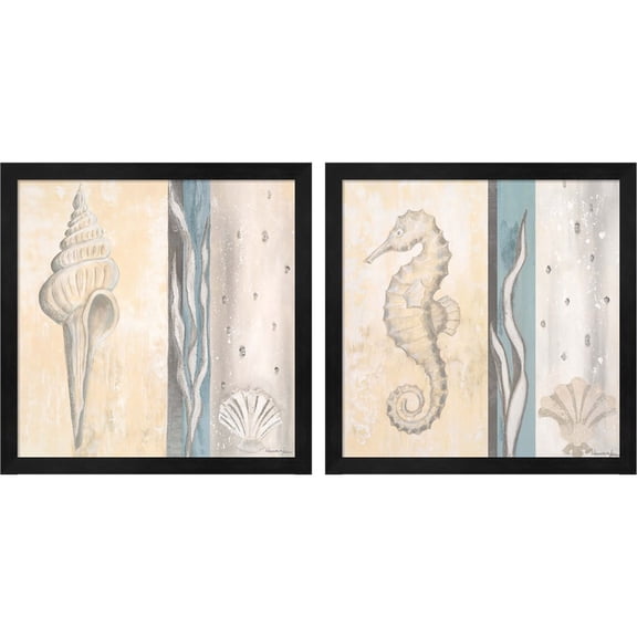 Great Art Now Calming Sea by Hakimipour - Ritter, 2 Piece Framed Art Set Each 13"W x 13"H