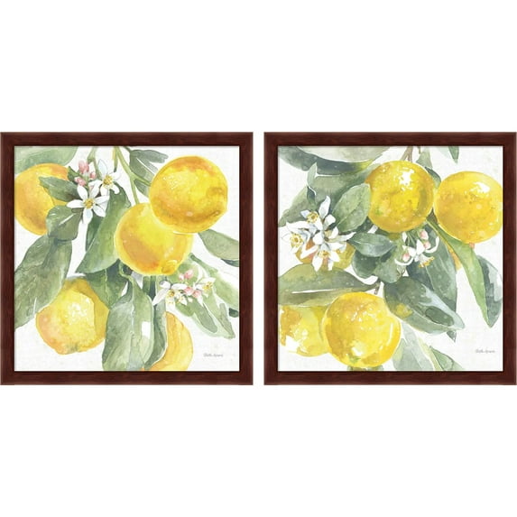Great Art Now Citrus Charm Lemons by Beth Grove, 2 Piece Framed Art Set Each 13"W x 13"H