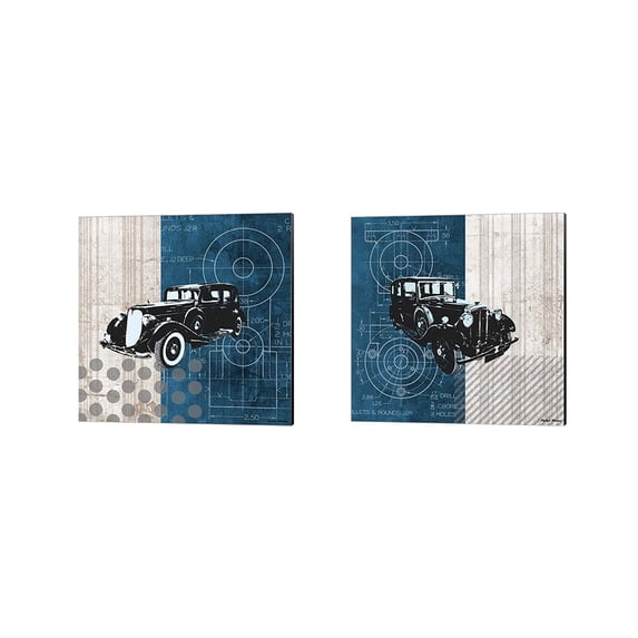 Great Art Now Classy Ride by Michael Marcon 2 Piece Canvas Art Set Each 14"W x 14"H
