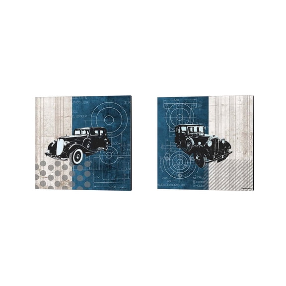 Great Art Now Classy Ride by Michael Marcon 2 Piece Canvas Art Set Each 14"W x 14"H