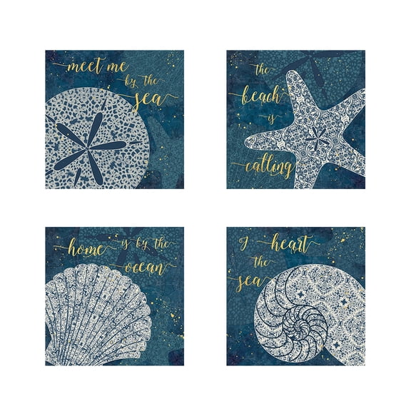 Great Art Now Coastal Lace by Jess Aiken 4 Piece Print Art Set Each 12W x 12H
