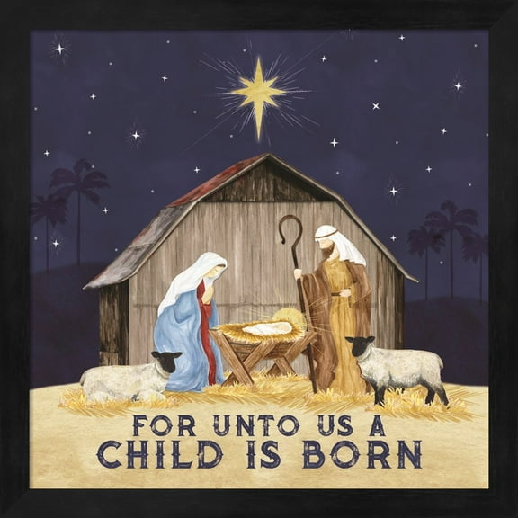 Great Art Now Come Let Us Adore Him V-Unto Us by Tara Reed, Framed Wall Art, 13.25W x 13.25H