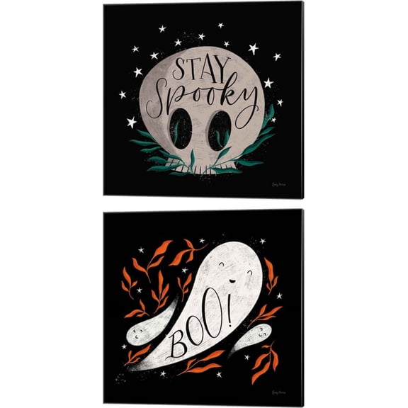 Great Art Now Cute Halloween A by Becky Thorns 2 Piece Canvas Art Set Each 14"W x 14"H