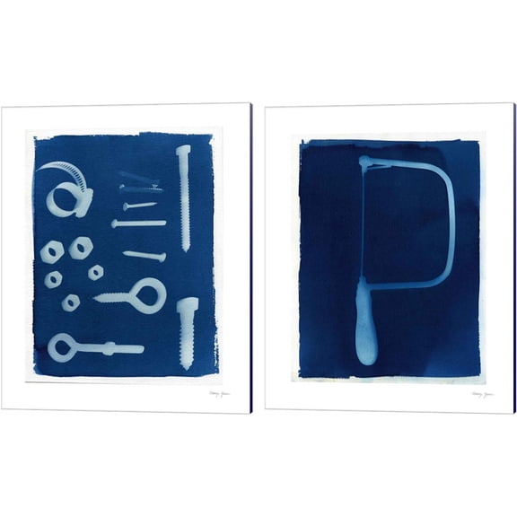 Great Art Now Cyanotype Tools by Nancy Green 2 Piece Canvas Art Set Each 12"W x 15"H