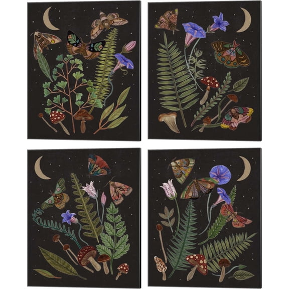 Great Art Now Dark Forest by Melissa Wang 4 Piece Canvas Art Set Each 12"W x 15"H