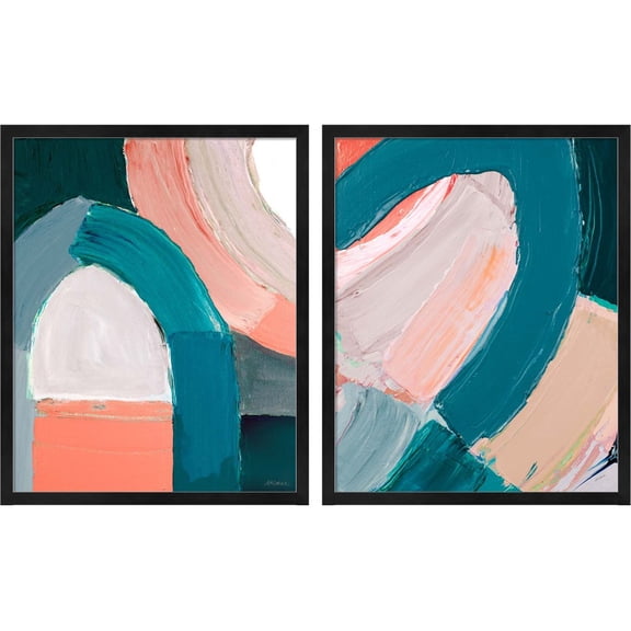 Great Art Now Dark Pastel Roundabout by Ann Marie Coolick, 2 Piece Framed Art Set Each 17.25"W x 21.25"H