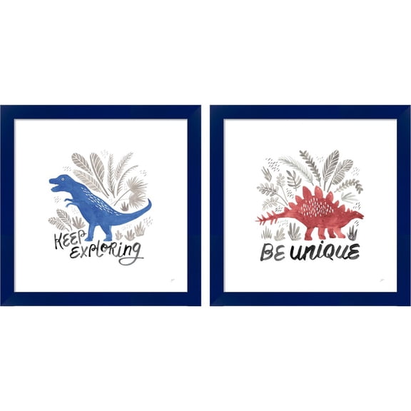 Great Art Now Dino Inspiration B by Karyn Panganiban, 2 Piece Framed Art Set Each 14"W x 14"H