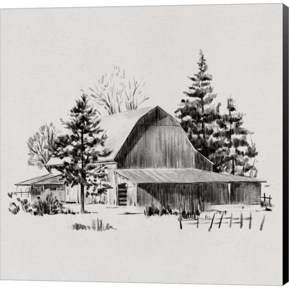 Great Art Now Distant Barn Sketch II by Emma Caroline, Canvas Wall Art, 12W x 12H