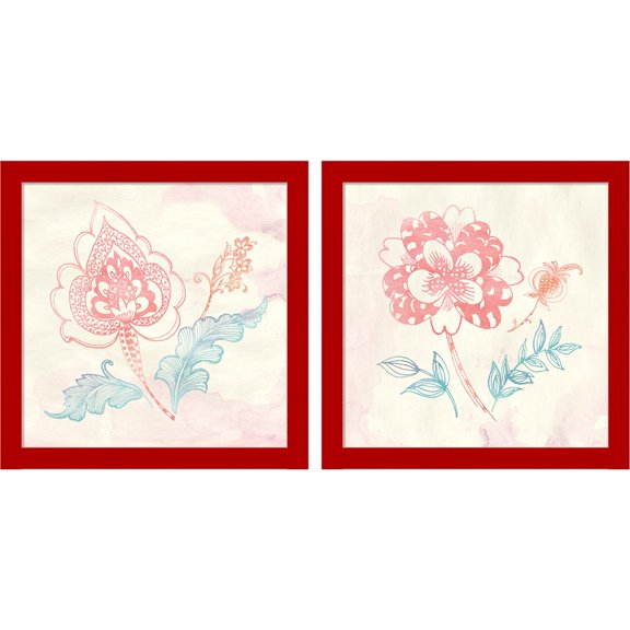 Great Art Now Eastern Boho B by Wild Apple Portfolio, 2 Piece Framed Art Set Each 14"W x 14"H