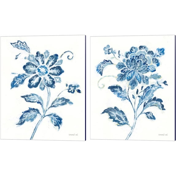 Great Art Now Exotic Elegance Floral A by Danhui Nai 2 Piece Canvas Art Set Each 12"W x 15"H