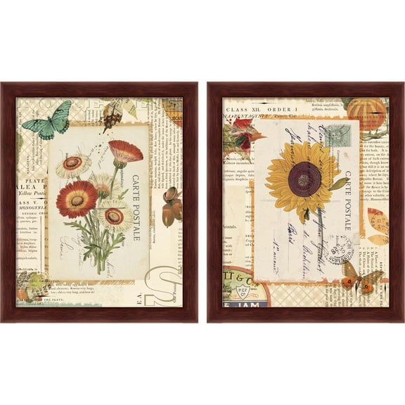 Great Art Now Falling for Fall by Katie Pertiet, 2 Piece Framed Art Set Each 9.25"W x 11.25"H