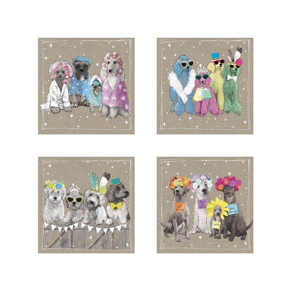 Great Art Now Fancypants Wacky Dogs by Hammond Gower 4 Piece Print Art Set Each 12W x 12H