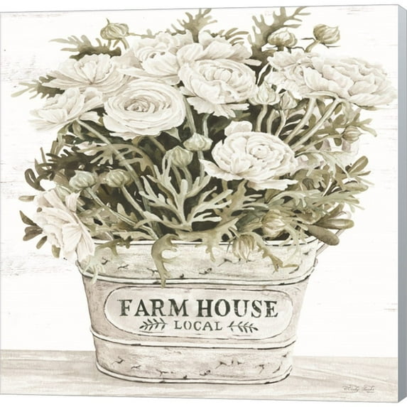 Great Art Now Farm House Flowers by Cindy Jacobs, Canvas Wall Art, 24W x 24H
