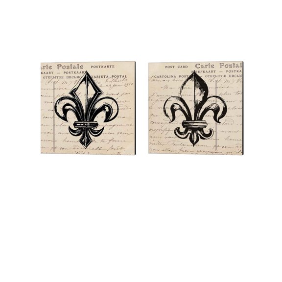 Great Art Now Fleur De Lis by Sabine Berg 2 Piece Canvas Art Set Each 14W x 14H