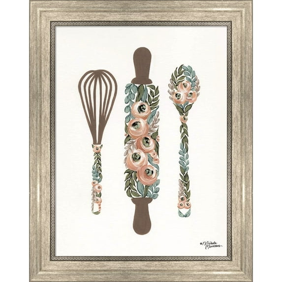 Great Art Now Floral Baking Tools by Michele Norman, Framed Wall Art, 15W x 19H