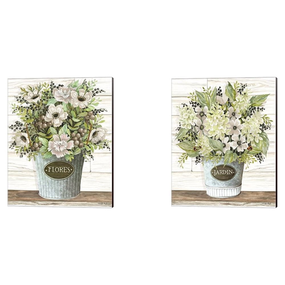 Great Art Now Flores & Jardin Galvanized Bucket by Cindy Jacobs 2 Piece ...
