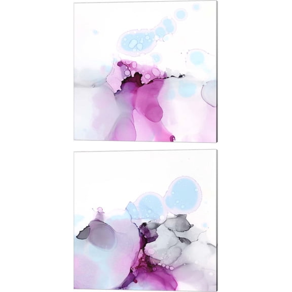 Great Art Now Fluid Magenta by Ethan Harper 2 Piece Canvas Art Set Each 14"W x 14"H