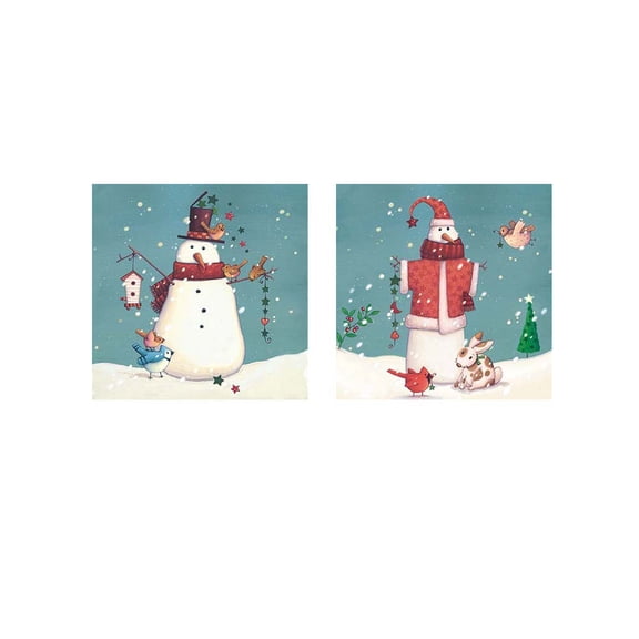 Great Art Now Folk Snowman by Vivian Eisner 2 Piece Print Art Set Each 12W x 12H