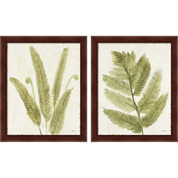 Great Art Now Forest Ferns Antique by Albena Hristova, 2 Piece Framed Art Set Each 9.25"W x 11.25"H