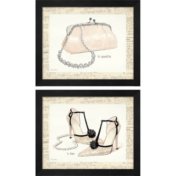 Great Art Now From Emily's Closet B by Emily Adams, 2 Piece Framed Art Set Each 11.25"W x 9.25"H