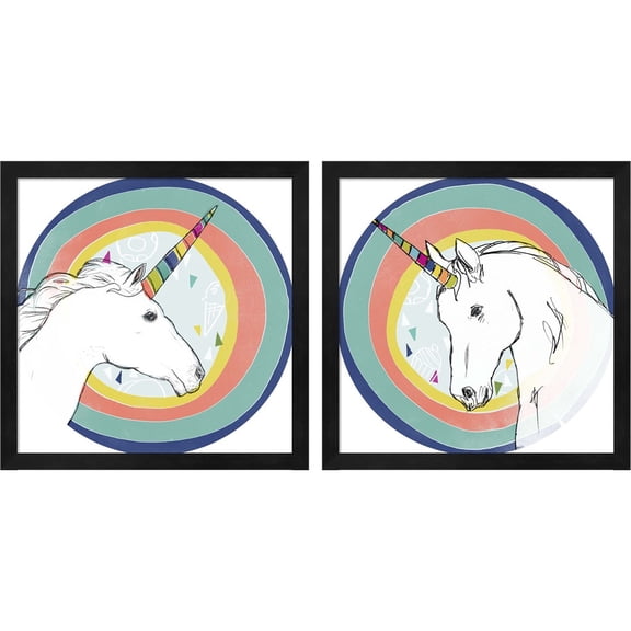 Great Art Now Funky Fun by June Erica Vess, 2 Piece Framed Art Set Each 13"W x 13"H