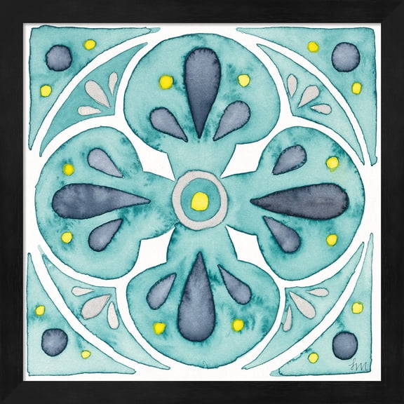 Great Art Now Garden Getaway Tile VI Teal by Laura Marshall Framed Wall Art 13"W x 13"H