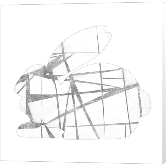 Great Art Now Geometric Rabbit in Silver I by Jennifer Goldberger, Canvas Wall Art, 12W x 12H