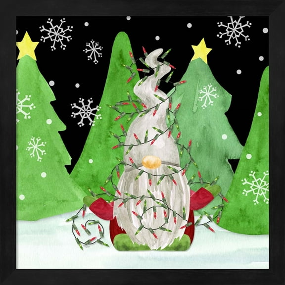 Great Art Now Gnome for Christmas III-Gnome Lights by Tara Reed, Framed Wall Art, 13.25W x 13.25H