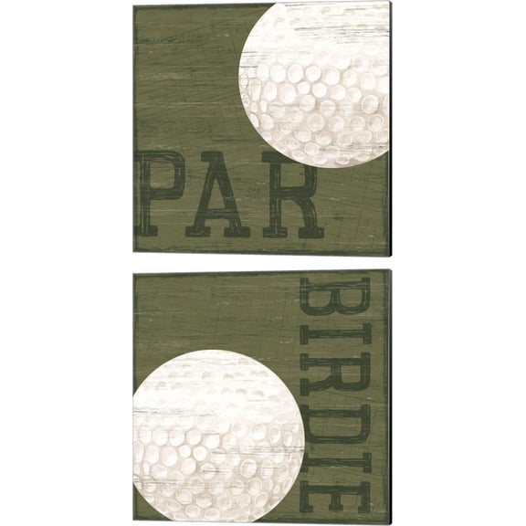 Great Art Now Golf Days B by Tara Reed 2 Piece Canvas Art Set Each 14"W x 14H