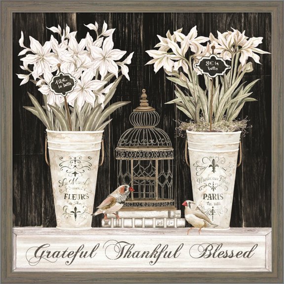Great Art Now Grateful Thankful Blessed Still Life by Cindy Jacobs, Framed Wall Art, 17W x 17H
