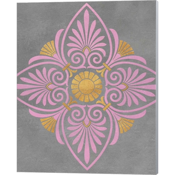 Great Art Now Gray and Pink Medallion I by SD Graphics Studio Canvas Wall Art 16W x 20H