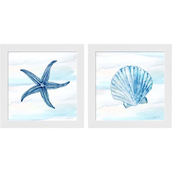 Great Art Now Great Blue Sea E by Cynthia Coulter, 2 Piece Framed Art Set Each 14"W x 14"H