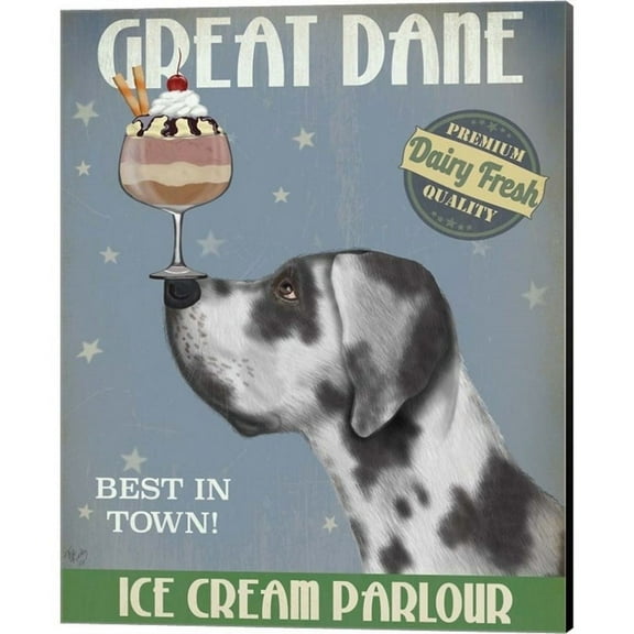 Great Art Now Great Dane Harlequin Ice Cream by Fab Funky Canvas Wall Art 16W x 20H