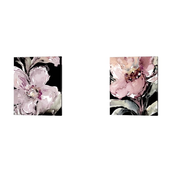 Great Art Now Happy Bloom on Black by Lanie Loreth 2 Piece Canvas Art Set Each 12"W x 15"H