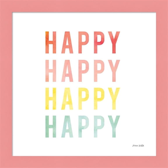 Great Art Now Happy Happy by Ann Kelle, Framed Wall Art, 14W x 14H