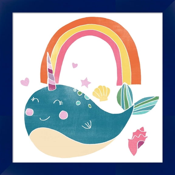 Great Art Now Happy Narwals I by June Erica Vess, Framed Wall Art, 14W x 14H